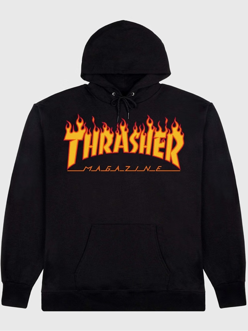 Thrasher Size Medium Flame Logo Pullover Hoodie in Black and Orange